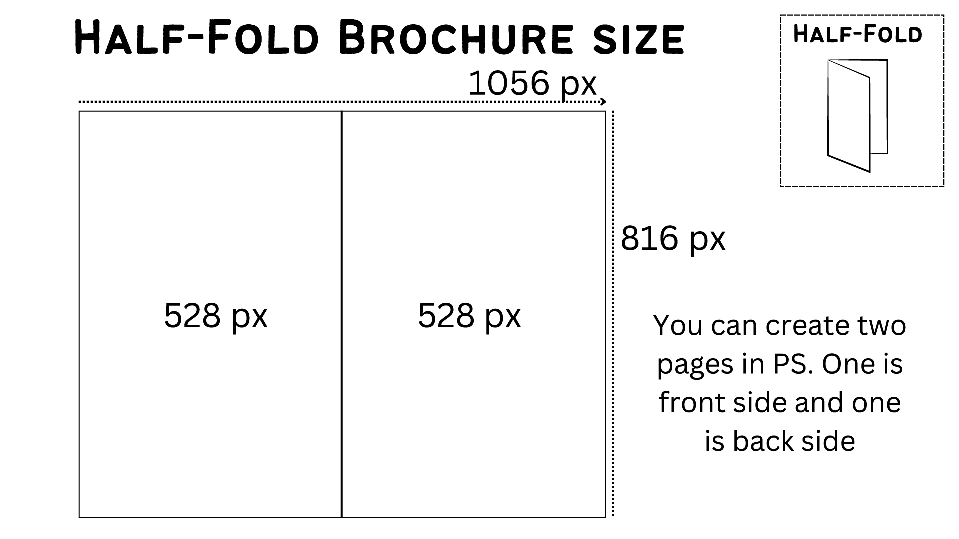 Half-Fold Brochure size and dimentions